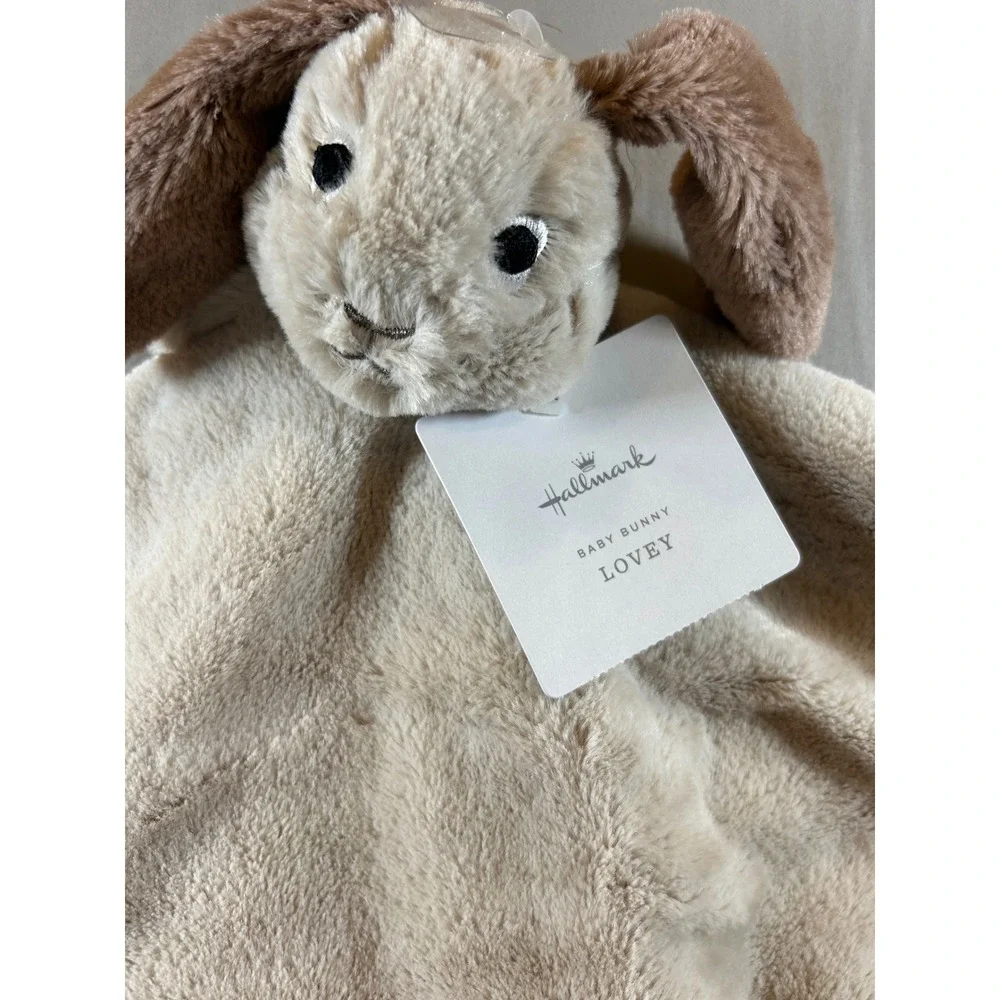 Hallmark Baby Bunny Lovey Security Blanket Plush Gingham Satin Trim KAM2034
